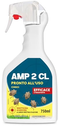 Disinfestante Cimici 750ml, Made in Italy - Spray Pronto all'Uso con Erogatore Doppio Getto - Soluzione Professionale Persistente contro Cimice Asiatica e Verde per Interni ed Esterni (750ml)