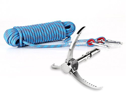 Grappling Haken mit 3 Klettern Folding Sägezahn Klauen Karabiner und 10 m Kletterseil mit 2 Pcs Karabiner für Klettern, Wandern, oder Baum Leib Outdoor Sport Klettern Überlebens Tool