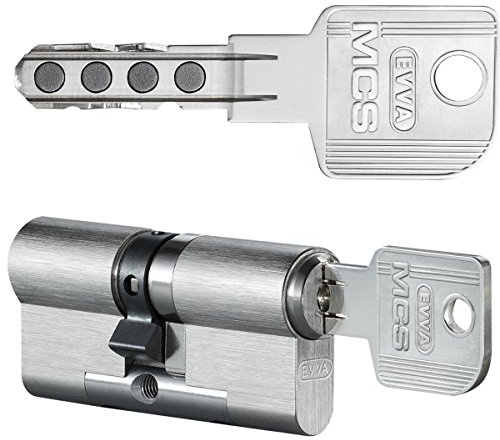 EVVA MCS Doppelzylinder 41/41 | Profilzylinder sehr hohem Kopierschutz | Magnet-Technologie Bohrschutz Ziehschutz & Not- und Gefahrenfunktion | verschiedenschließend | 3 Schlüssel | Sicherungskarte