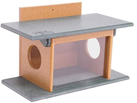 AmishToyBox.com Squirrel Feeder - Feed Squirrels Corn, Peanuts, and Nuts - Easy-Fill Design (Turf Green/Cedar)