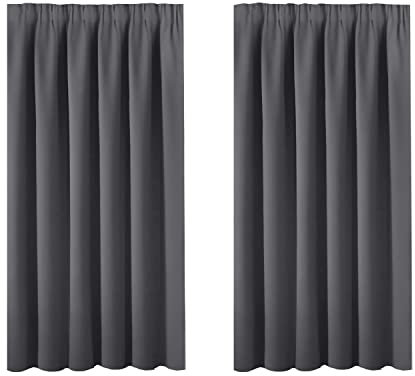 BellaHills Blackout Curtains Pencil Pleat Bedroom Curtain Panel for Privacy Protected Thermal Insulated Window Treatment for Living Room 46 x 54 Inch, 2 Panels, Charcoal Grey