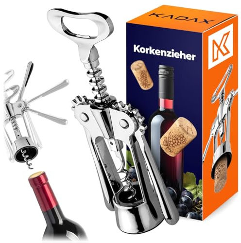 KADAX Korkenzieher aus Edelstahl, Weinöffner mit integriertem Flaschenöffner für Kronkorken, Weinflaschenöffner für Weinflaschen, Bieröffner, Bar Zubehör