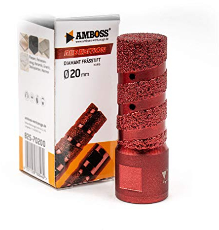 Diamant Schleiffinger Ø20mm - Amboss RED EDITION M14 - für Winkelschleifer - Feinsteinzeug, harte Fliesen, Granit