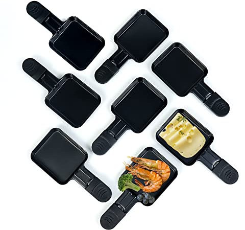 HengBO 8 Mini-sartenes de Raclette Grill, Acero Inoxidable y Recubrimiento Antiadherente, 8 PCS