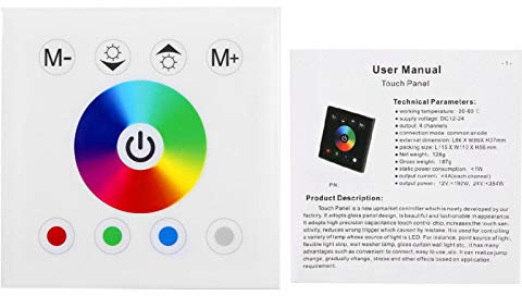 Controller Touch Panel, Controller Touch Panel a LED RGBW colorato Montato a Parete, Interruttore dimmer, Materiale ABS, Funzione Pratica e Semplice, per Strisce Luminose a LED(Bianca)
