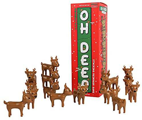 Gift Republic Oh Deer 15 Pieces Christmas Stacking Game Fun Family Tumbling Tower Game Reindeer Stack Gift for Kids
