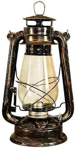 CENPEK Lanterna vintage da 30 cm, lampada a olio, lanterna a cherosene, lampada a cherosene, classica lampada a olio, lanterna da tavolo per casa, giardino, campeggio, citronella, bronzo