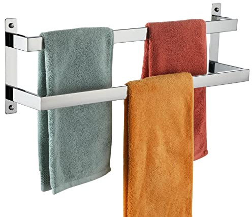 KOKOSIRI Handtuchstangen Badetuchhalter 61 cm Chrom Badezimmer 2 Etagen Leiter Handtuchhalter Wandmontage Handtuchregale Rack Polierter Edelstahl B5008CH-L24