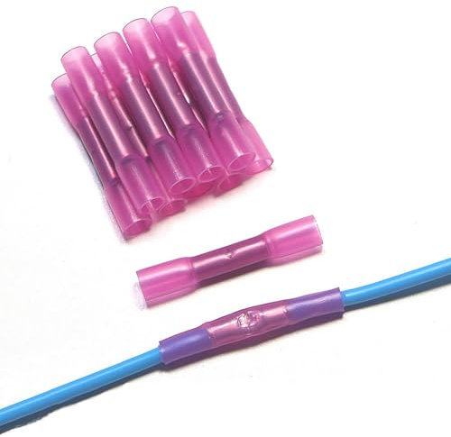 20 Pieces Heat Shrink Butt Connectors Kit,22-16 AWG Waterproof Cable Connector BHT1.25,Wire Crimp Terminals Butt Splices,Insulated Electrical Wire Connectors-Red
