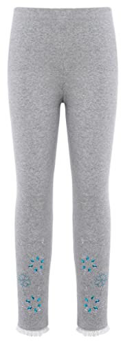 Mufeng Mädchen Leggings Stretch Tanzhose mit Strass Ballettfhose Gymnastik Tanz Sporthose Strumpfhose Feinstrumpfhose Yoga Pilate Grau 116-122