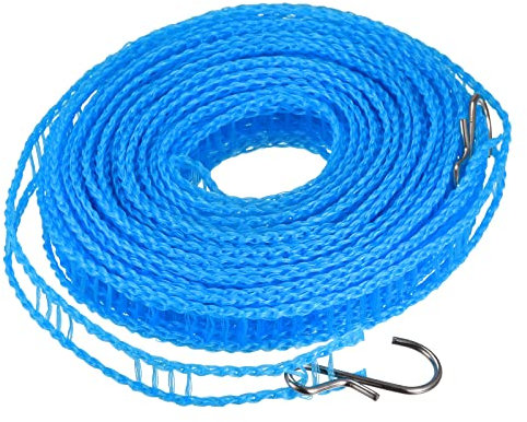 sourcing map Tragbar Wäscheständer 32.8ft Nylon Winddicht rutschfest Wäscheleine Blau