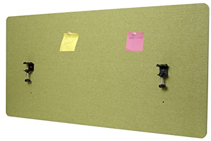 Mendler Akustik-Tischtrennwand HWC-G75 Stoff/Textil - 60x120cm grün | Büro-Sichtschutz, Schreibtisch, Pinnwand, doppelwandig