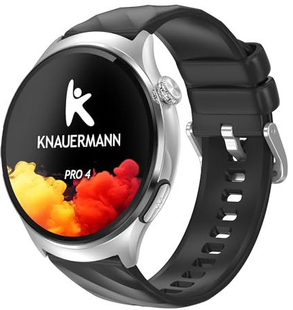 Knauermann Pro 4 ECG Healthy Watch - Reloj Inteligente con función telefónica – Reloj Inteligente Plateado – Pulso presión Arterial oxígeno en Sangre HRV – Análisis del sueño – para Hombre y Mujer