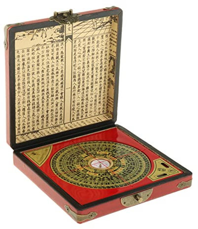 barenx Vintage Feng Shui Chinesischer Kompass mit Leder-Holzdrache Phoenix-Etui