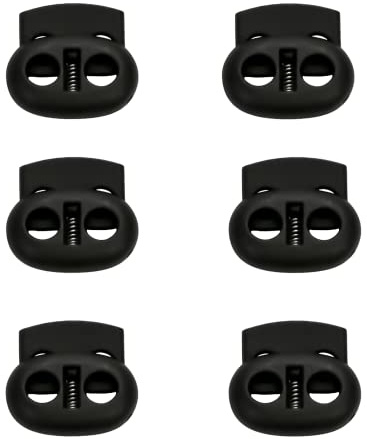 Aeuezxx Kordelstopper, 6 Stück Schnurschlösser, Doppel-Loch-Kordelschlösser, Federschnurschlösser, Kunststoff Rutschen Kordelklemme
