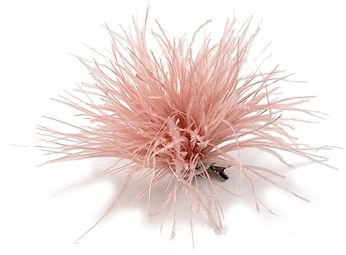 caoxhenr Alfileres de solapa de plumas, ramilletes de mochila, decoración de tela, broche de plumas de avestruz para mujeres y hombres, Medium, Plástico, No es una piedra preciosa, rosa