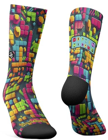 Jungle Socks Calzini Sportivi Lunghi Colorati e Divertenti per Uomo e Donna, per CrossFit, Ciclismo, Corsa, Palestra, MTB. Progettato in Europa. 39-42 EU.