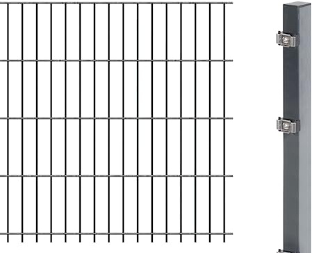 Alberts 641467 Doppelstabmattenzaun als Zaun-Komplettset | verschiedene Längen und Höhen | anthrazit | Höhe 83 cm | Länge 2,5 m