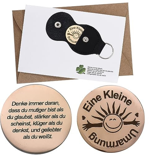 XIAONIU Eine kleine Umarmung Glücksbringer, Glücksmünze Mutmacher Geschenk, Neujahrsglücksbringer Glücksmünze für Prüfung bestanden Inspirierendes Geschenk Edelstahl Doppelseitig Rund Glücksmünze