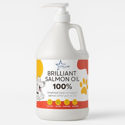 Pure Wild Alaskan Salmon Oil for Dogs & Cats – 1 Gallon Pump Bottle – Omega-3 EPA & DHA Supplement – Skin & Coat, Joint, Heart & Immune Support – Stellar