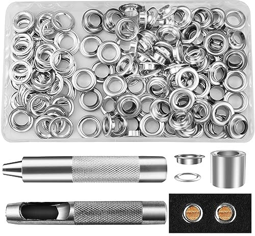Grommet Werkzeug Kit Tülle Ösen Scheiben Set 10mm Planenösen Schlagösen für DIY Stoff Leder Planen Markisen Zelte Tasche Vorhänge Schuhe Kleidung 100Sätze (22mm)