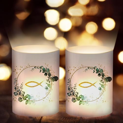 12 Stück Windlicht Tischlicht Deko, Teelicht Fisch Taufe Deko Kommunion DekoKommunion Konfirmation Taufe Teelichter, Windlicht Fisch Deko, Weihnachten Deko Tisch Für Teelichter Oder LED-Kerzen