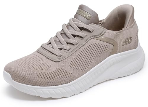 Skechers Donna Bobs Squad Chaos Current Muse Slip-In ALLENATRICE, Taupe Textile, 41 EU