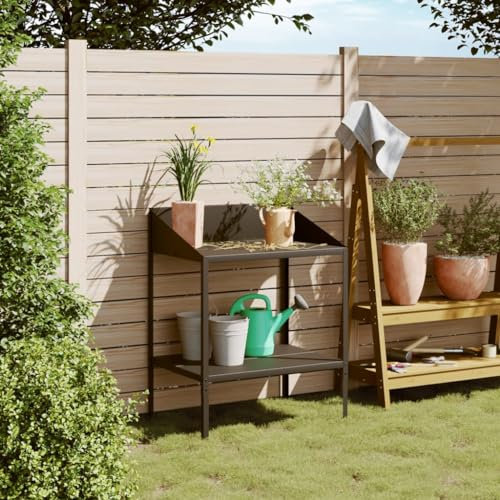 ZEYUAN Pflanzenständer Anthrazit 75,5x54,5x100 cm Verzinkter Stahl, Pflanzentreppe Outdoor, Kräutertreppe, Blumenständer, Blumenleiter Draußen, Kräutertopf Garten - 364535