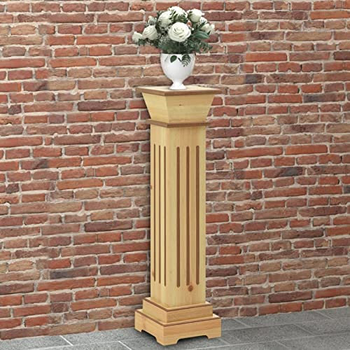 ARKEM Klassischer Säulen-Pflanzenständer Helles Holz 17x17x66 cm BlumenstäNder Holz PflanzenstäNder Hoch