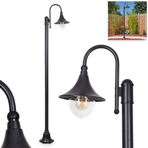HOFSTEIN Außenstehleuchte Elgin, Außenwegeleuchte aus Metall/Kunststoff in Schwarz/Klar, moderne Wegeleuchte im Industrial/Retro/Vintage-Design, Garten, Außenbereich, Hof, Terrasse, 220 cm, E27, IP44
