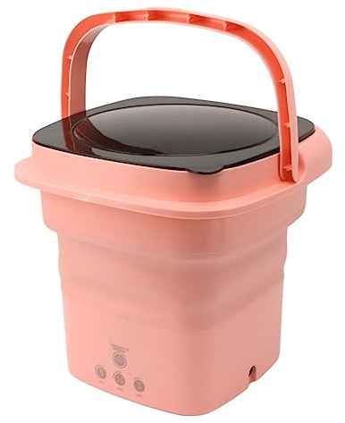 Lavatrice Portatile Dal Design Integrato, Mini Lavatrice Pieghevole da 10 Litri Pulizia Profonda dei Calzini Intimi Panno per Bambini, per Viaggi in Camper e Appartamento (PINK)