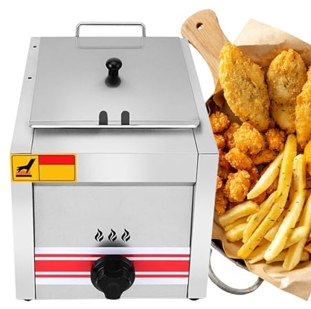 ELIKBH Friteuse Gaz Traditionnelle 6l Chaque Paniers Amovibles en Acier Inoxydable Panier Friteuse pourFrites De PouletRestaurants Familiaux Cuisiner etCuisine À Domicile(Color:10L)
