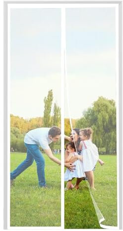 Fly Screen Door Insect Protection Door Insect Protection Roller Blind Sliding Door, 185×225cm White with Full Frame Magic Tape Fastener & Sewn-in Weights, kit