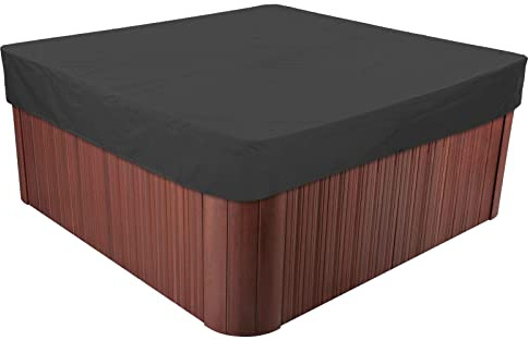 BaCover Överdrag för Fyrkantigt Badtunna, 210D Oxford-tyg Vattentätt Väderbeständig Poolöverdrag Utomhus Badkar Spabad Spa Överdraget,Black,215x215x30cm