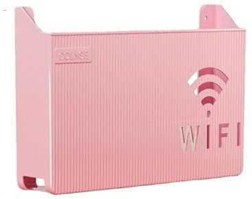 Huangj-0527 Kabelbox WLAN-Router-Aufbewahrungsbox, Wandbehang, WLAN-Box, kabellose Aufbewahrungsboxen, Holzkiste, Steckdosenleiste, Büro, Hängeorganisatoren Kabelmanagement Box(Pink)