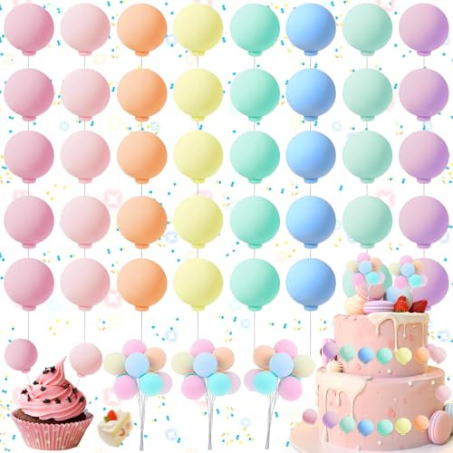 dcas 40 Piezas Diy Bolas Decorativas Para Tartas, Vistoso Bolas De Decoración Para Tartas, Decoracion Tartas Cumpleaños De Bolas, Fiestas Boda Bola Redonda Decorativas Para Tartas (8 Color)