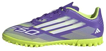 adidas Unisex niños F50 Club Turf Football Boots Kids, Purple Rush/Cloud White/Lucid Lemon, 33 EU