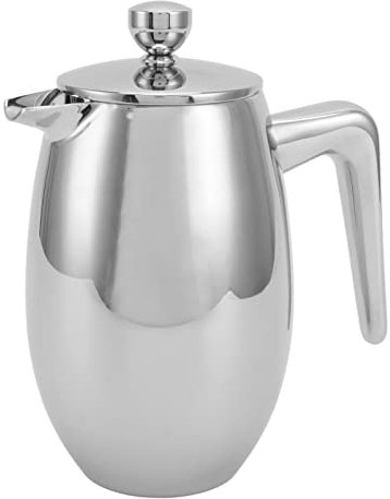 OUCRIY Tetera de Prensa Francesa de Acero Inoxidable 304, Doble Capa, con Apertura en Forma de U, para el Hogar (350ml)
