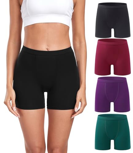 wirarpa Modal Boy Shortstrosor för kvinnor, mjuk mikrofiber, boxershorts, underkläder 4-pack, M