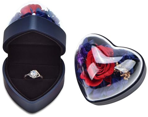 PEPOYO AI Ringbox Hochzeit, Samt-Innenausstattung, Herzförmige Ringbox für Heiratsantrag, Verlobung, Hochzeit und zur Auslage auf dem Verkaufstresen