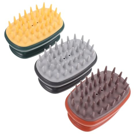 Healvian Silikon Kopfhautmassagebürste mit Doppelschicht Design Ergonomischem Griff und 3-teiligem Satz für Dusche und Einfache Reinigung