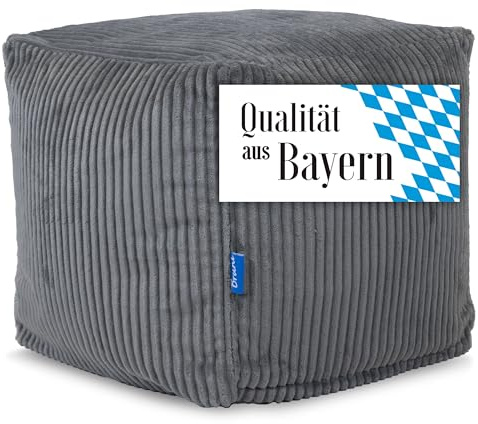 Bruni Sittkub Cubo Cord i grått – 40 x 40 cm manchestersittkub från Tyskland, inomhus sittkub, fotpall och golvkudde