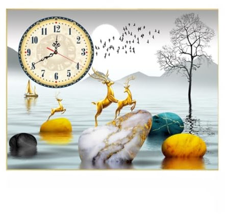 KANLVU Tableau à Accrocher Au Mur Cache Tableau Electrique Decoratif avec Horloge Cache Compteur Electrique Mural Cadre en Alliage D'aluminium Couvercle De Panneau électrique(XL,1-A)