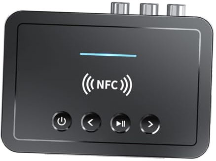 Happyyami Kabelloser Funk 5.0 Audioempfänger und Sender Adapter für Autopc 10m Reichweite Audio Konverter mit NFC Kompatibel für Heim- und Tv-audiosysteme