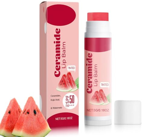 LSF 50+ PA+++ Getönter Lippenpflegestift, Wassermelonen-Lippenbalm, 24H Feuchtigkeitsversorgung & Lichtschutz, Nicht klebende Textur zur Aufhellung