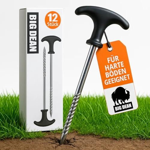 BigDean 12 Stück Heringe Erdnägel stabil auch für Harte Böden Zeltheringe
