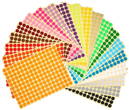 Elalove 3300 Stück Klebepunkte bunt 10 mm, Selbstklebend Runde Aufkleber 20 Blatt (20 Farben) Punktaufkleber für Beschriftung Organisation Büro Schule
