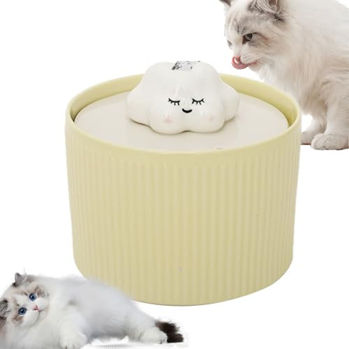 Fuente de agua para gatos de cerámica, 1,2 L, tranquila fuente para mascotas, dispensador automático de agua Catss para mascotas pequeñas, elegante cuenco de cerámica Waterz para gatos y perros