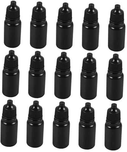 NIYANGLE 24pcs 10ml Black Pe Plastic Dropper Bottles for Liquid Storage
