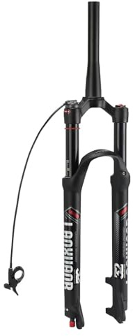 LANXUANR Fourches VTT 26/27,5/29 Pouces. Réglage du Rebond, Suspension pneumatique. Tube Droit/Conique 1-1/8 Pouce x 220 mm,9 x 100 mm à Serrage Rapide,Frein à Disque